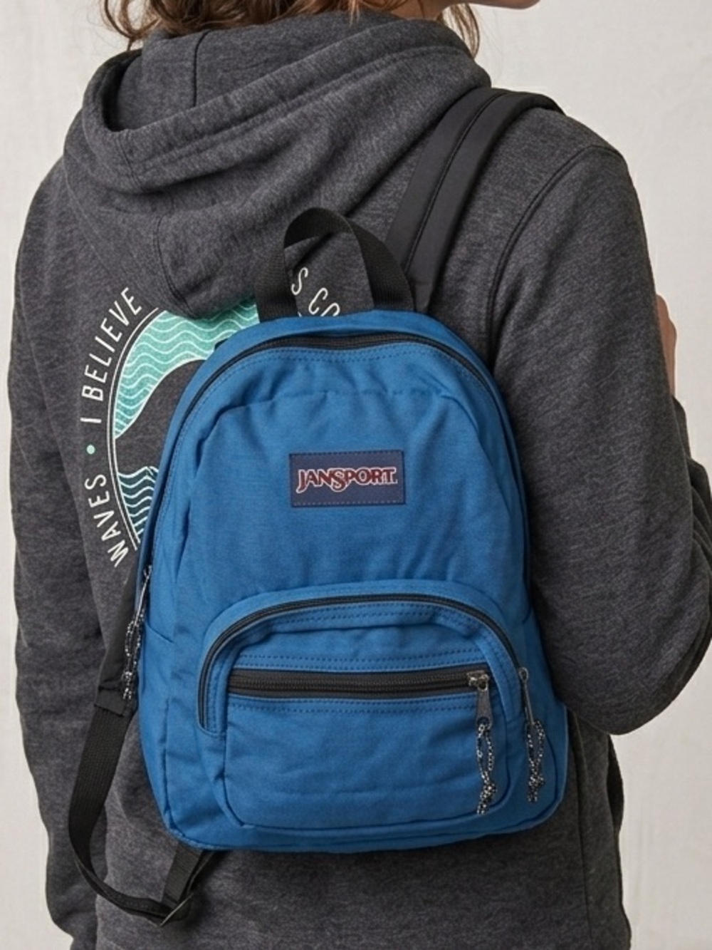 Jansport Backpack Mini Blue Black Straps Style# 43-907 Made in USA